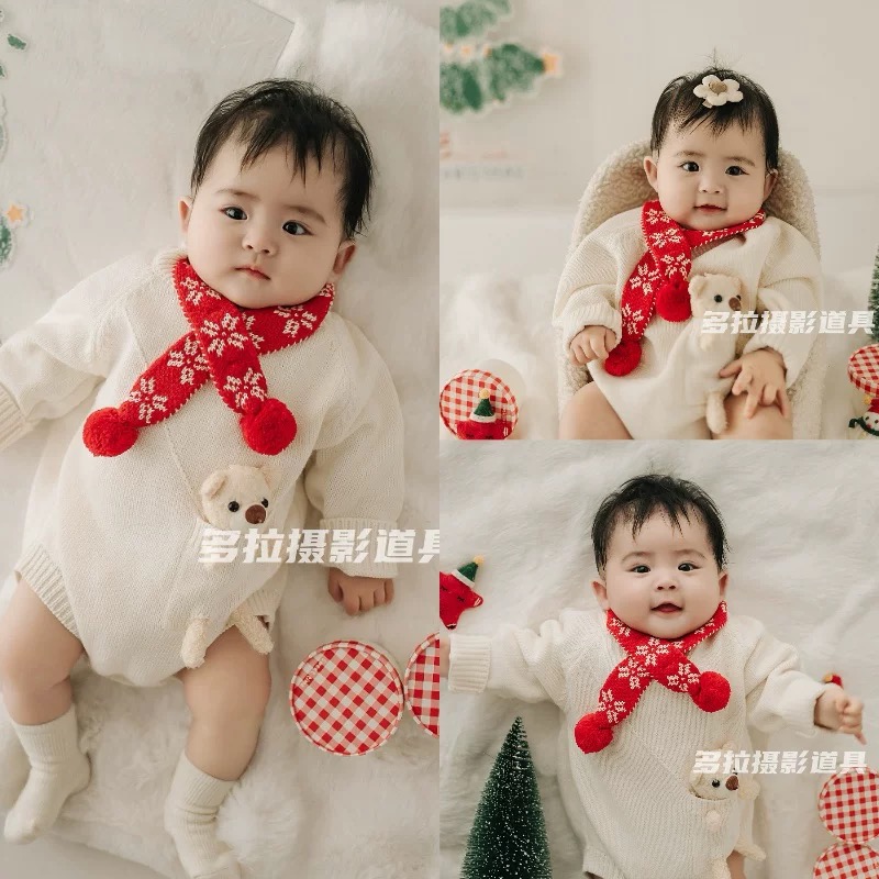 圣诞主题宝宝百天照摄影服装道具百天照写真影楼儿童摄影