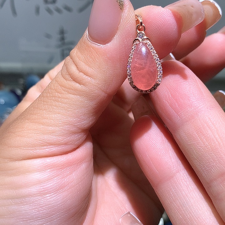 水晶吊坠银S925镶嵌水晶