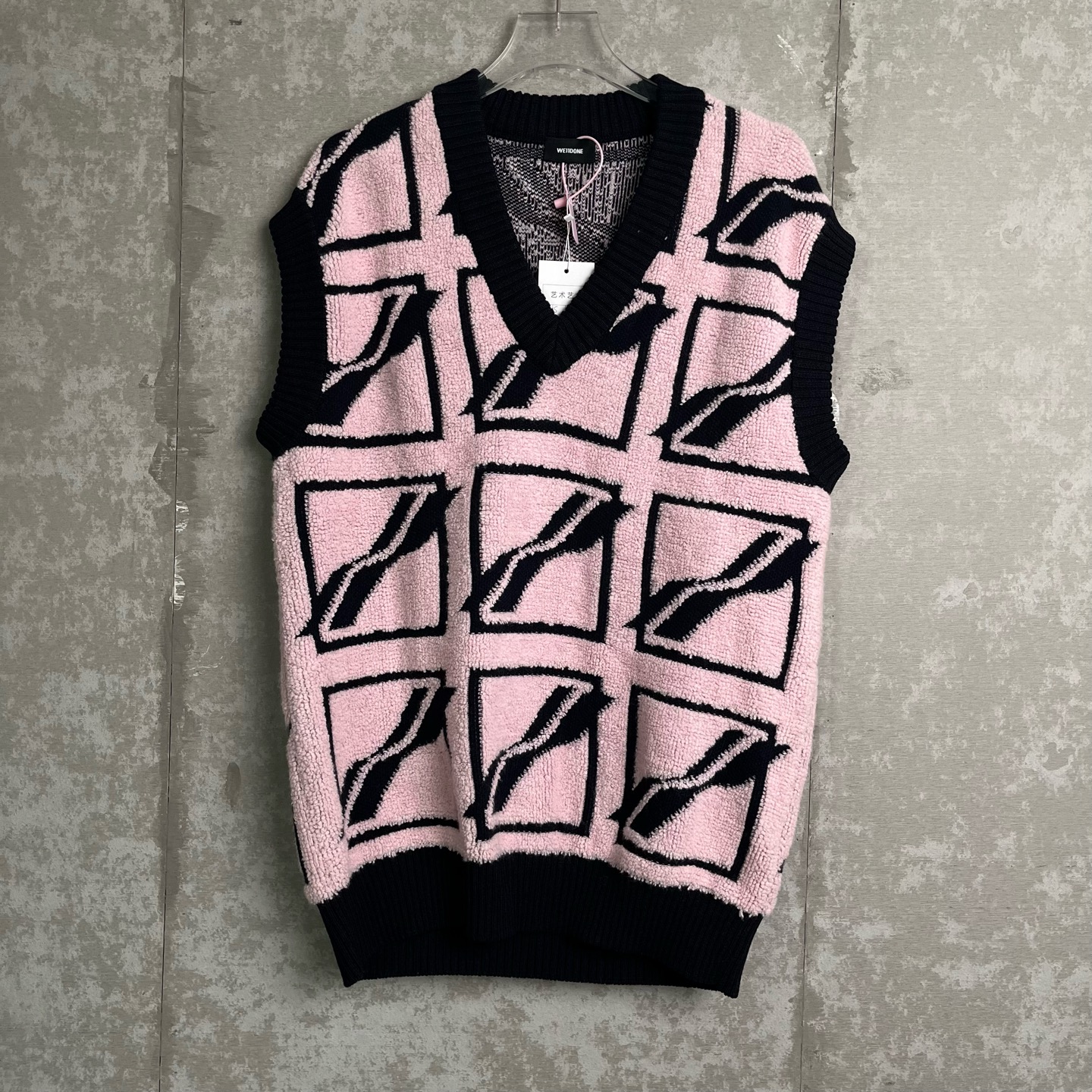 未使用 WE11 DONE S *1/ 羊毛拼色V领针织背心/14422/JP