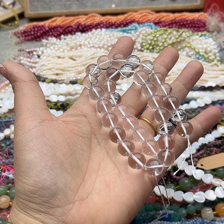 玛瑙/玉髓珠宝半成品未镶嵌一条12mm净体白水晶