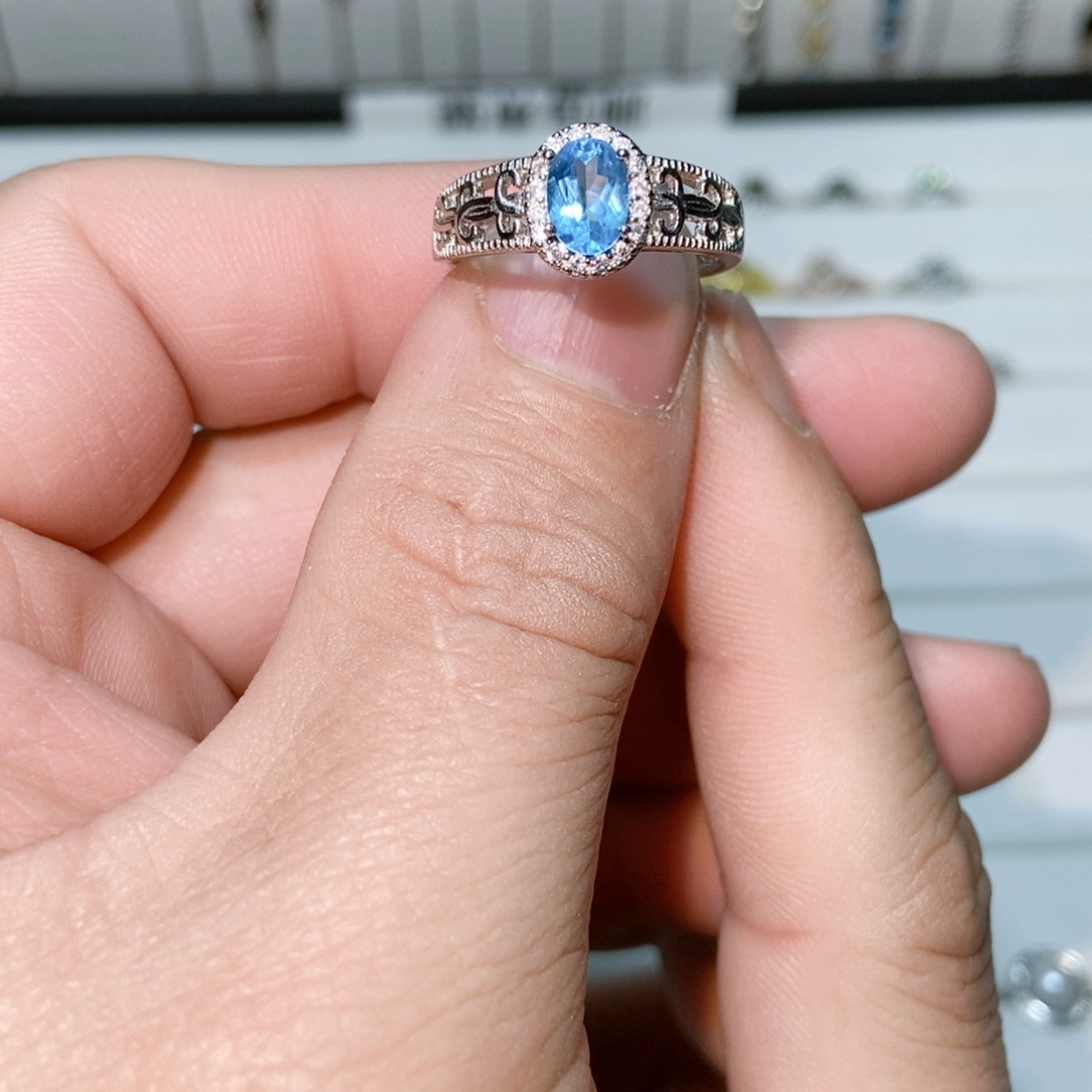 绿水晶戒指银S925镶嵌