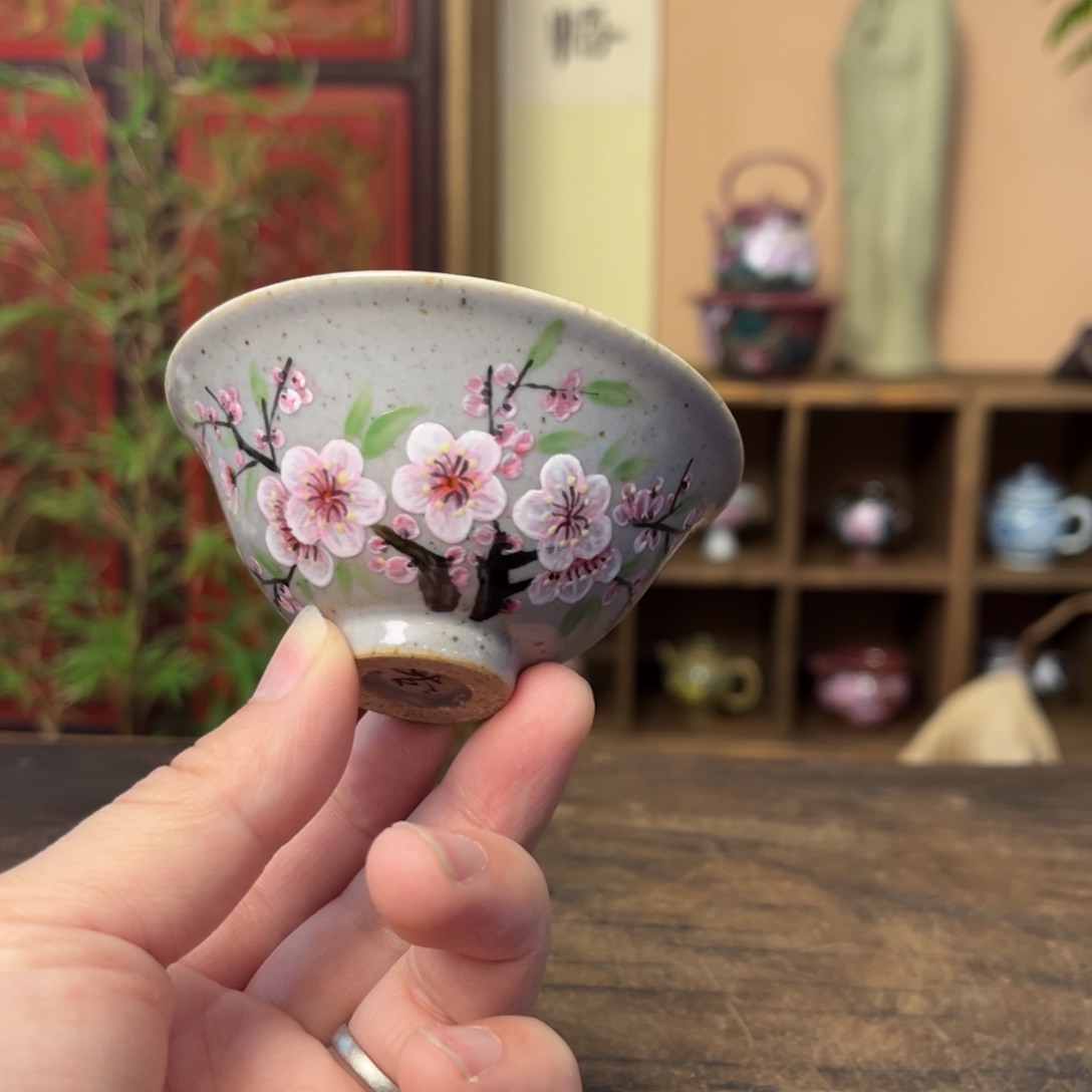 杯柴烧手工手绘陶瓷