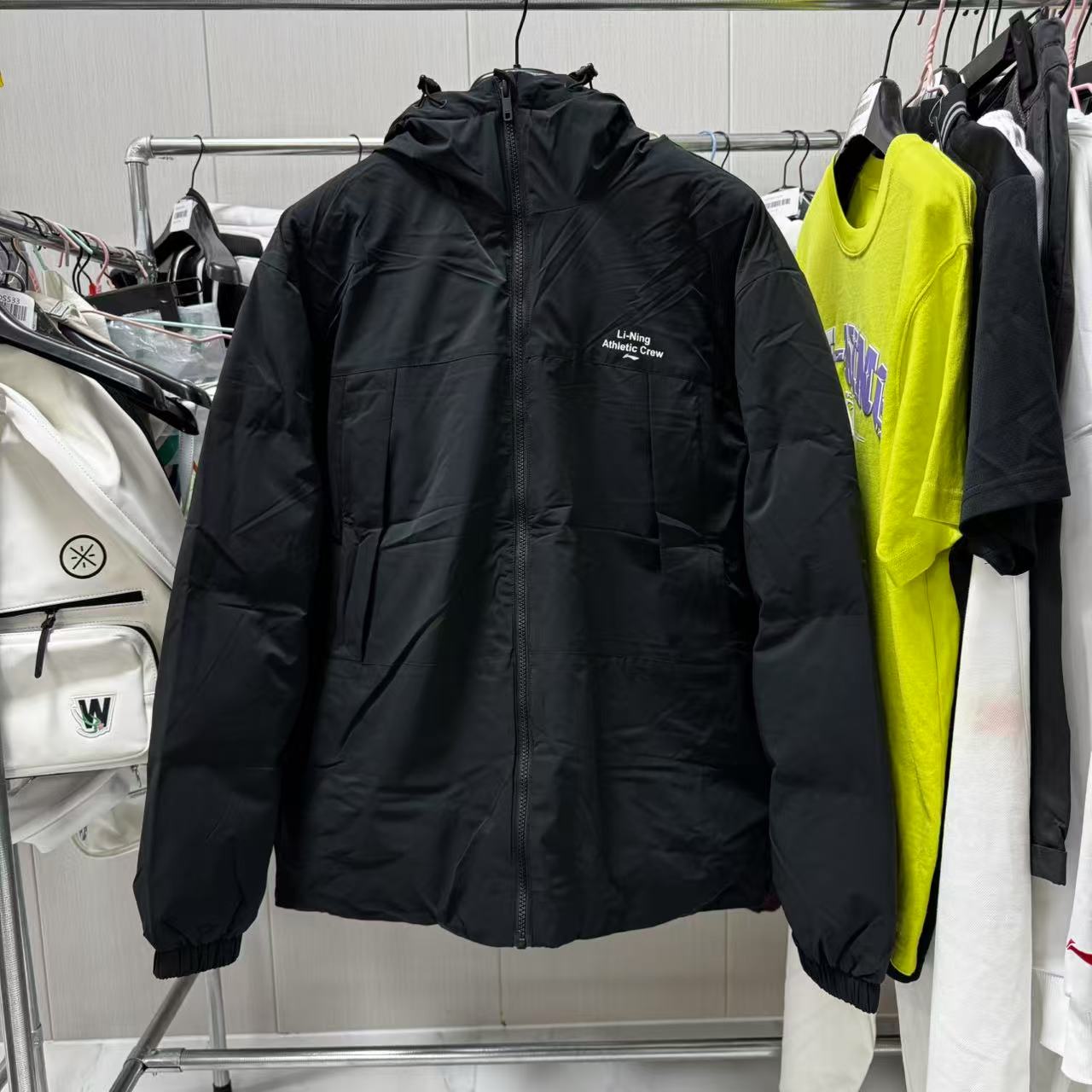 《客退，无水洗标，无吊牌，微脏》李宁男子短羽绒服百搭外套