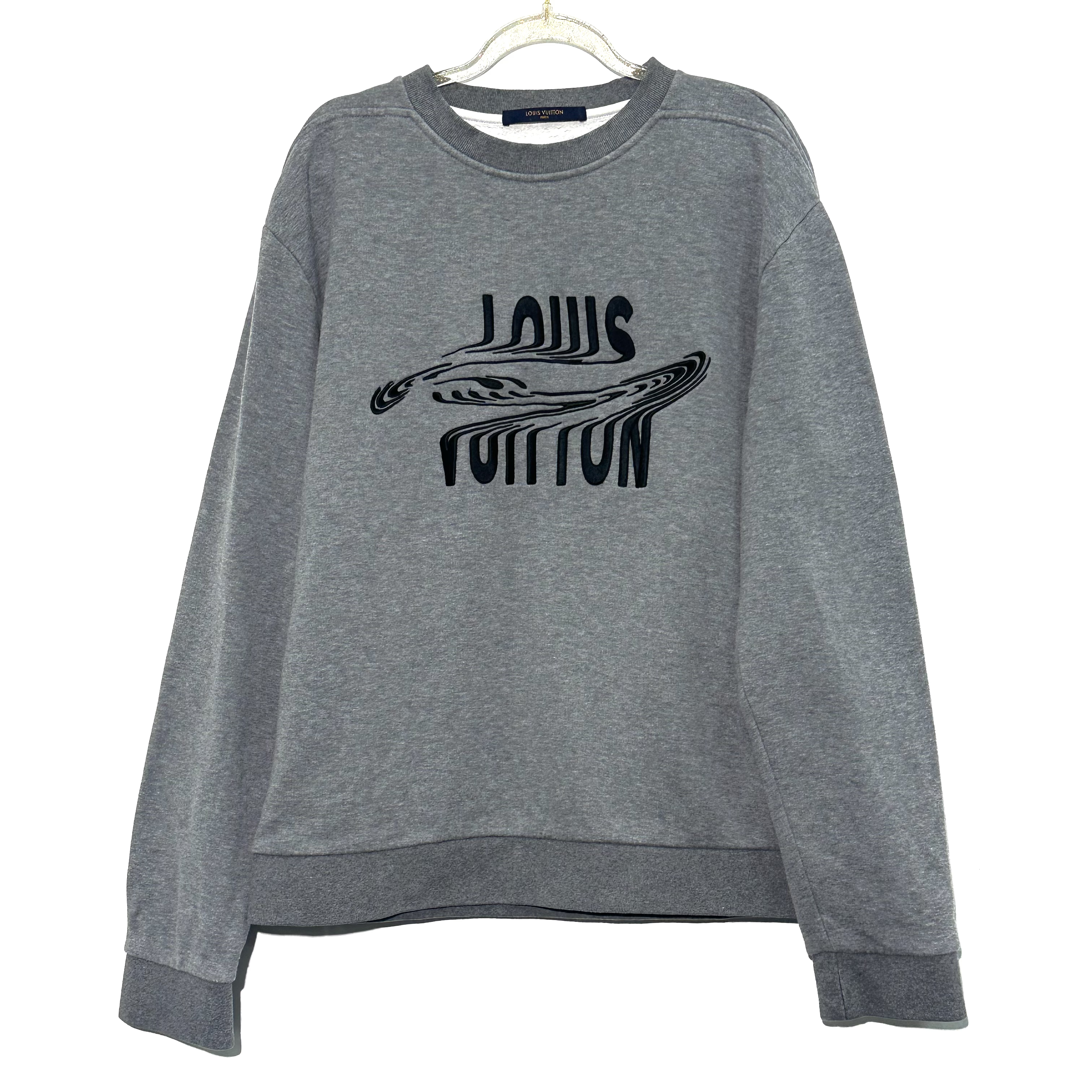 99新 LouisVuitton/路易威登 M码 刺绣不协调logo灰色卫衣 W166