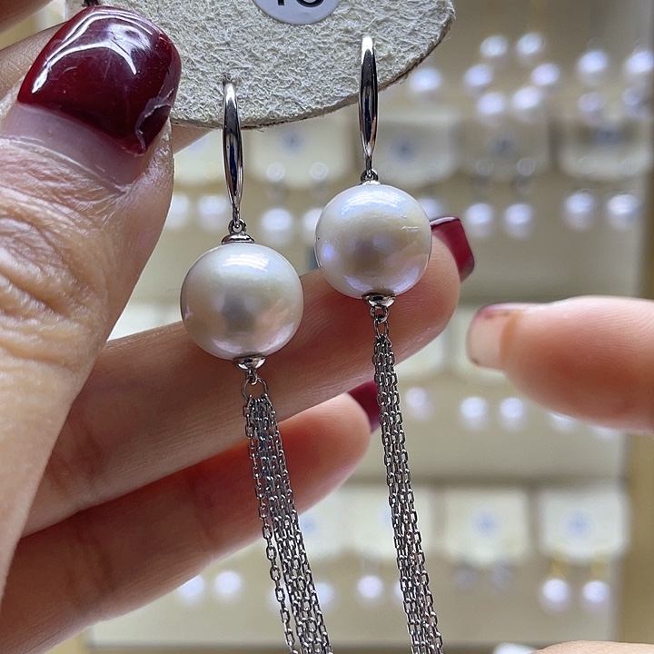 银S925镶嵌淡水珍珠耳饰