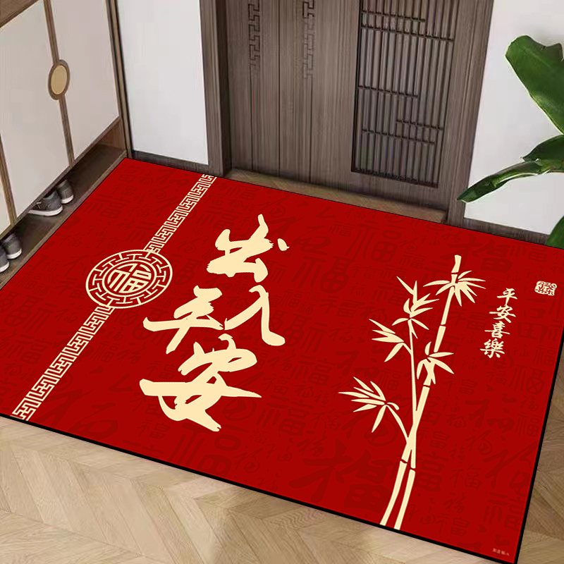 2026红色新年入户门垫硅藻泥家用吸水速干防滑地垫可裁剪防滑垫 