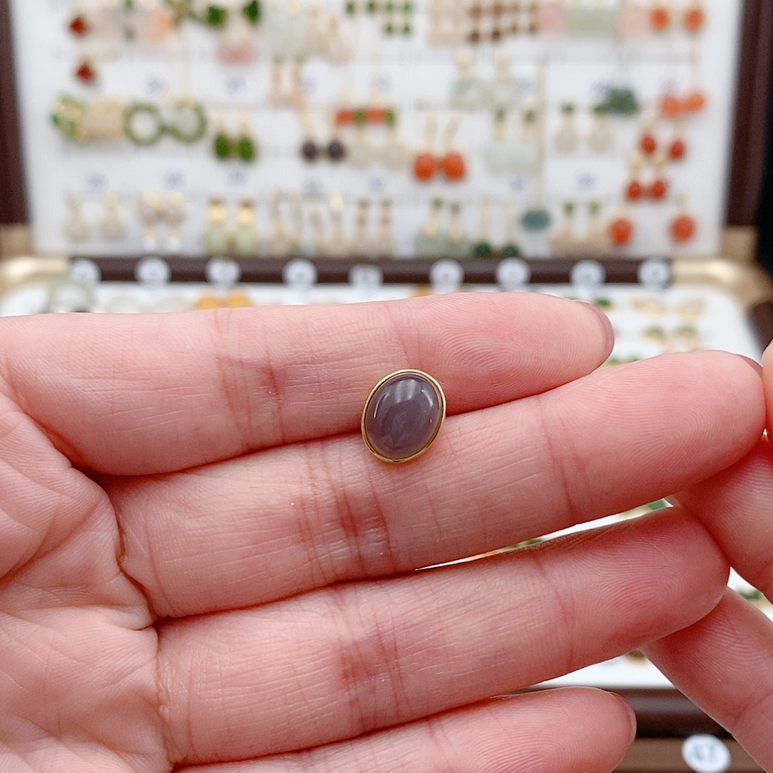 森***佳和田玉银S925镶嵌耳饰