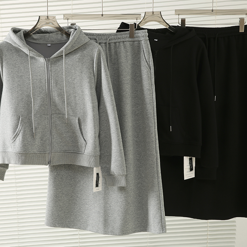 大码女装韩系运动风卫衣半身裙套装2025秋通勤两件套333163