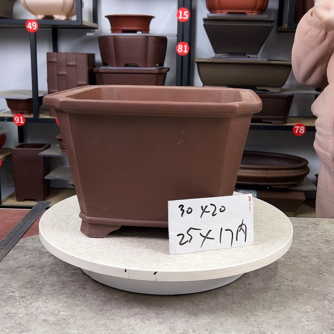 紫砂花盆内口25，内深17
