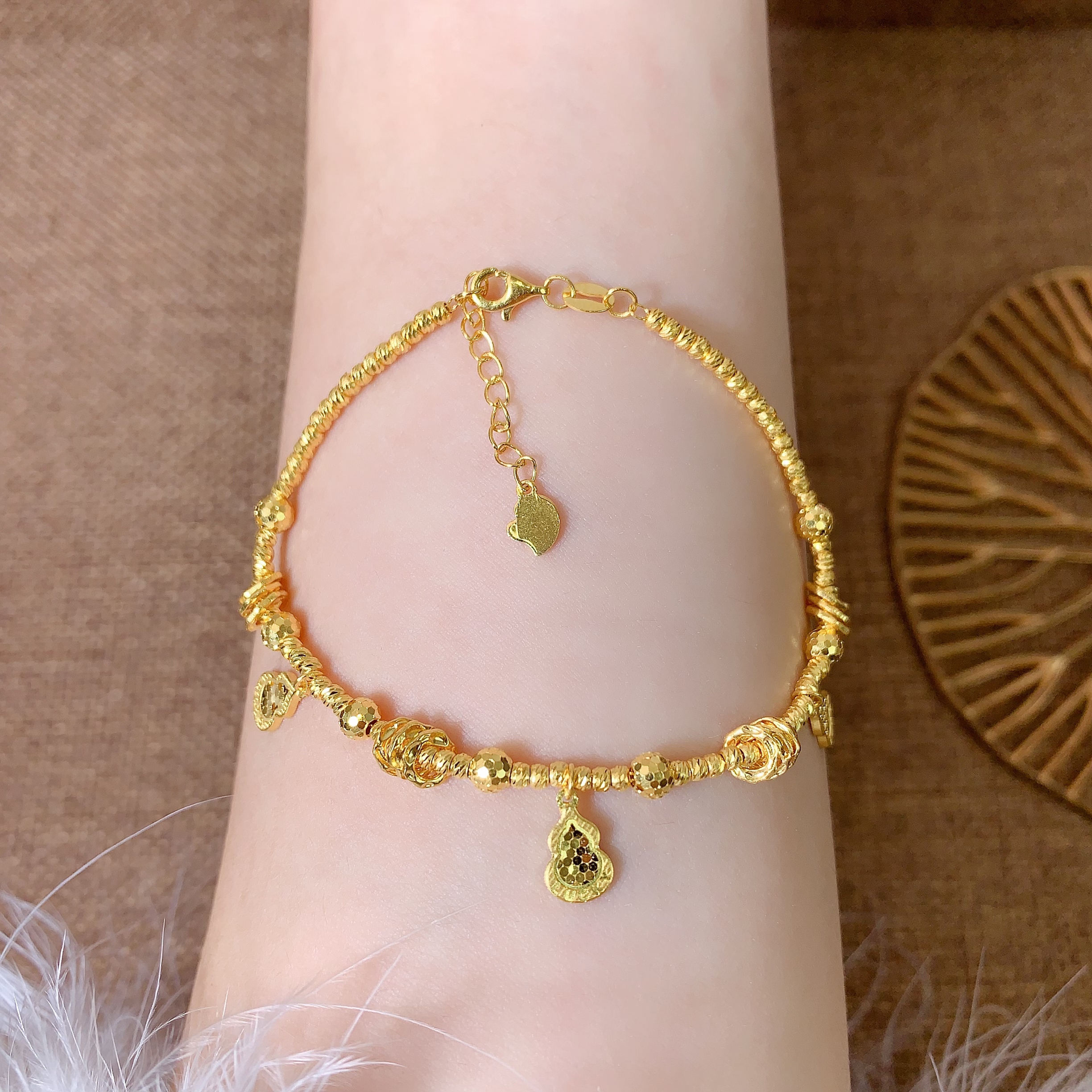 【伟新源】足金999 5G工艺 幸运葫芦手链9.26克（16+3cm）