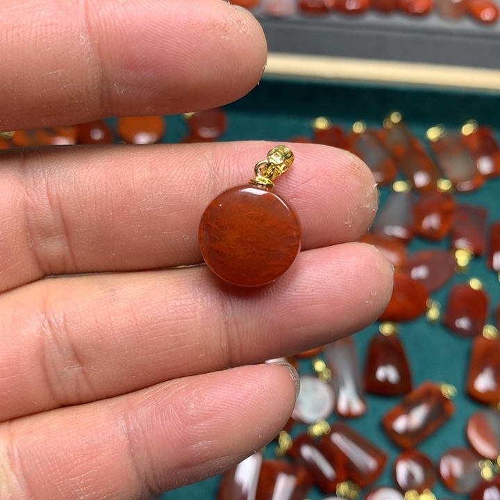 南红玛瑙吊坠(不含链)银S925镶嵌