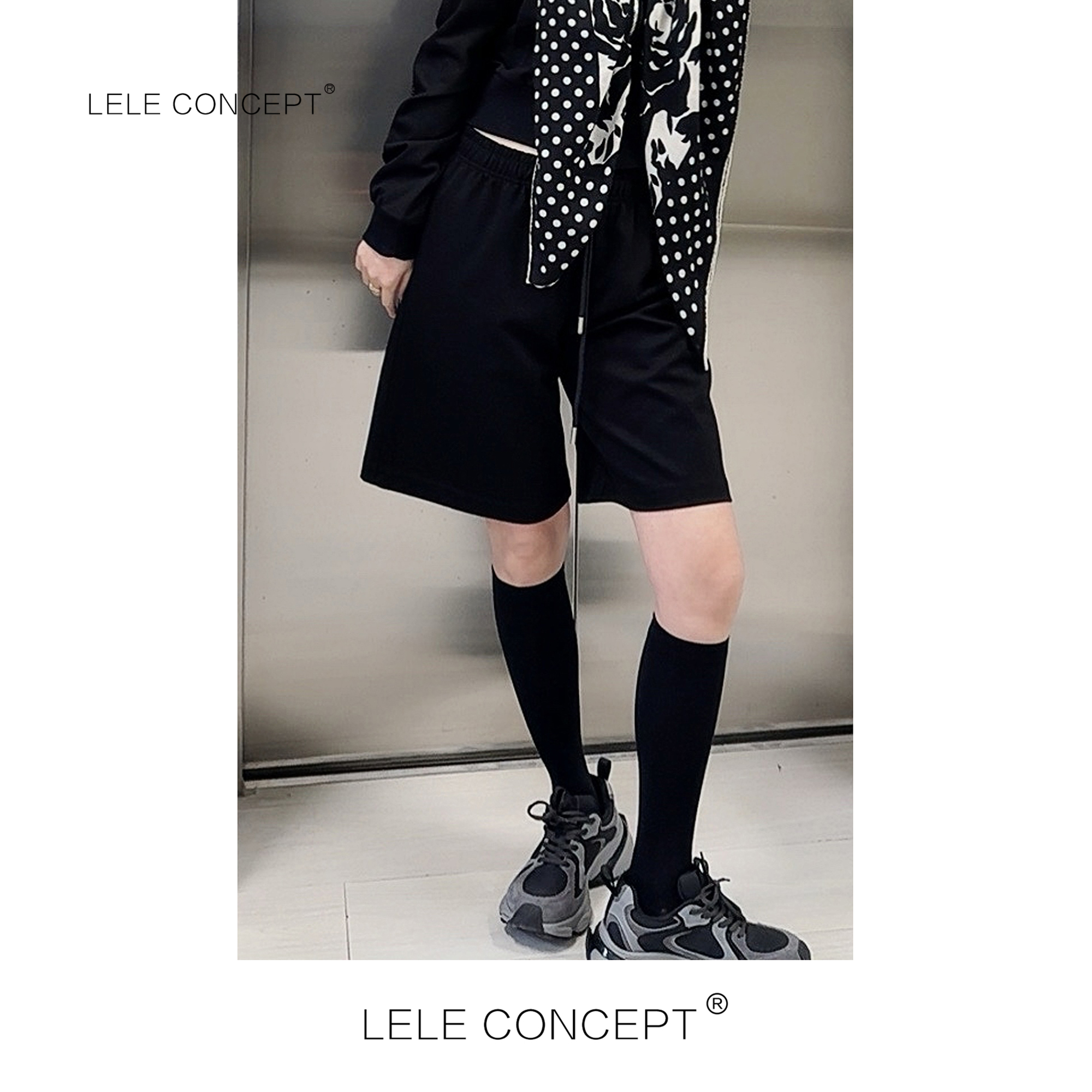 LELE CONCEPT丨【如一】百搭时尚松紧腰五分短裤K0364