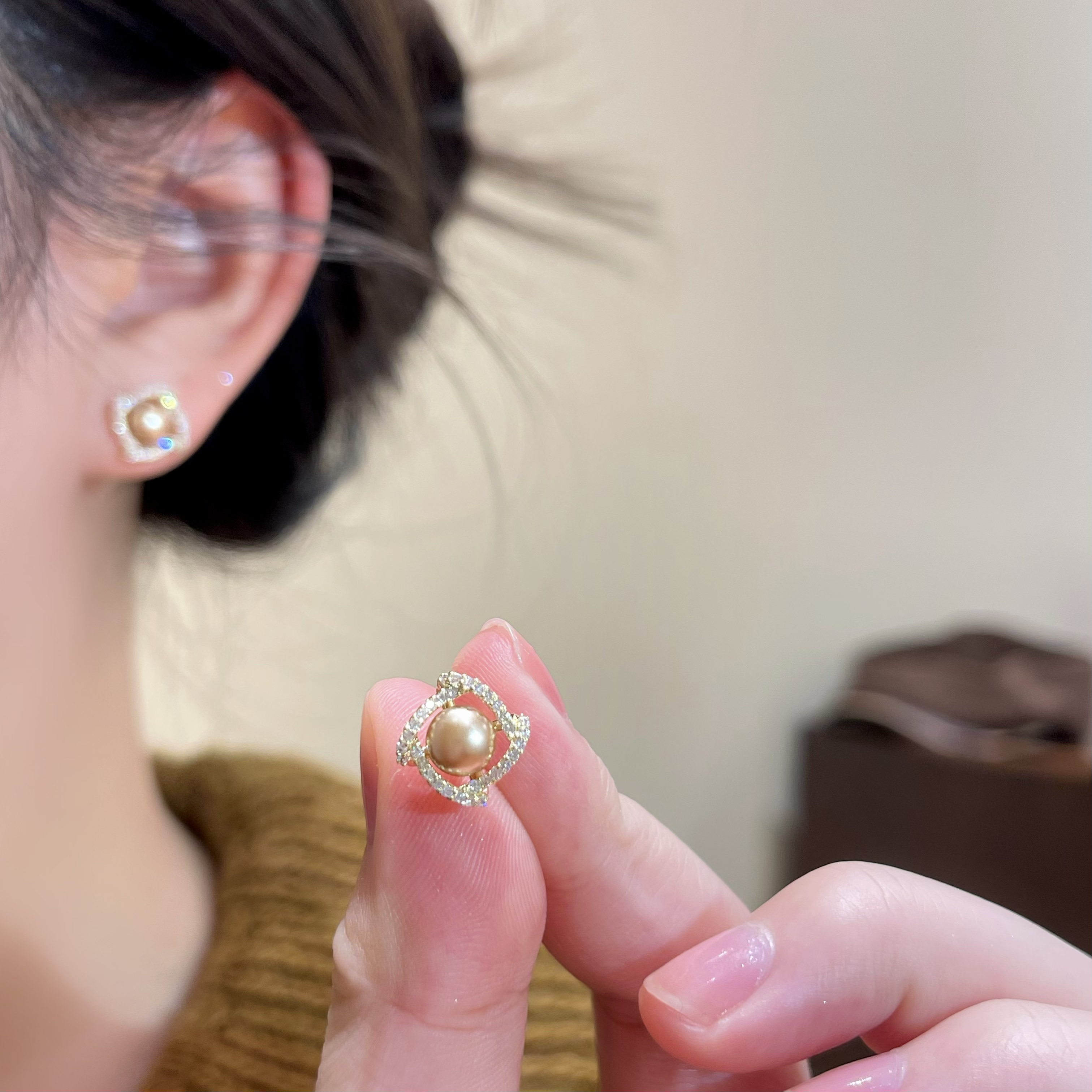  W821珠珠简约耳钉百搭时尚气质小众个性甜美小巧轻奢