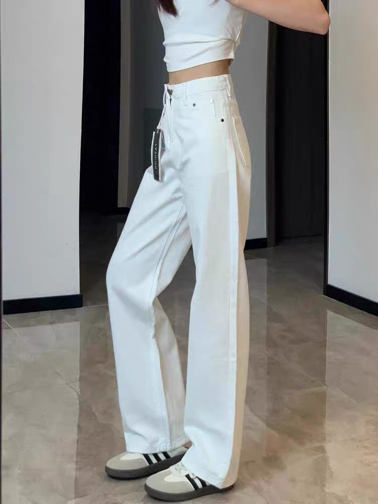 9227#2025春秋高腰阔腿垂感拖地牛仔裤
