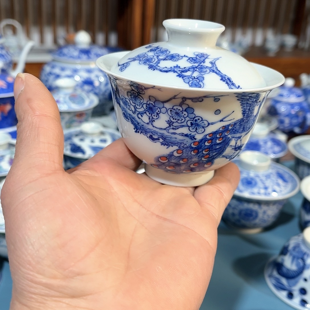 錡镇堂手工手绘绘盖碗