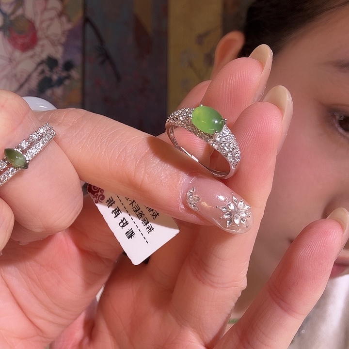 和田玉银S925镶嵌戒指
