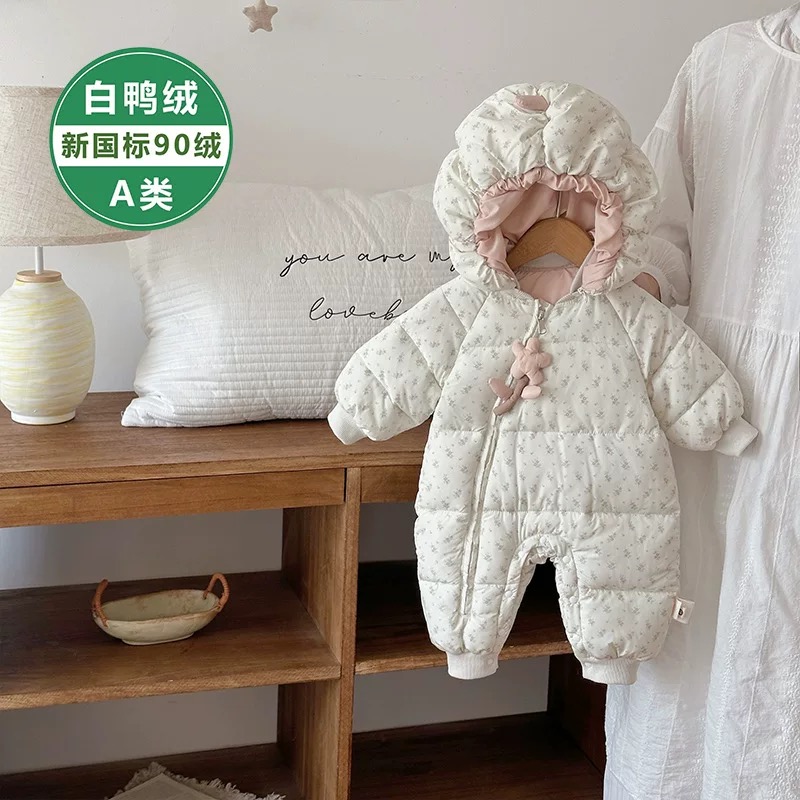 冬季爬服哈衣婴儿连体衣宝宝加厚保暖新生儿婴幼儿