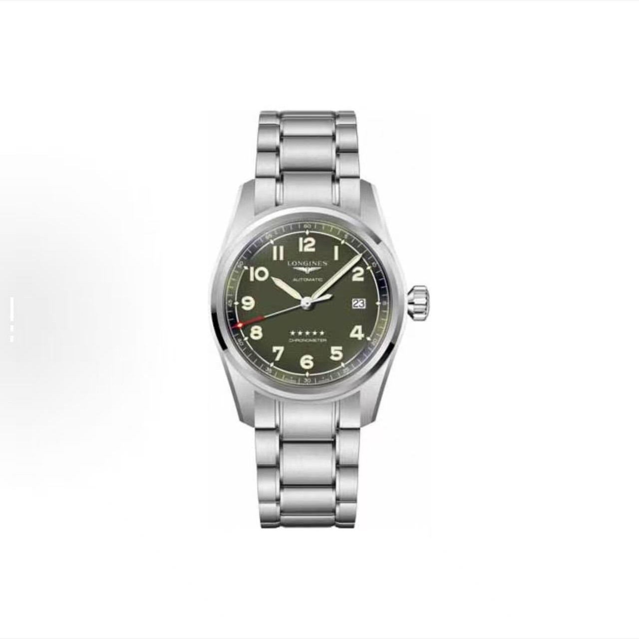 99新 Longines/浪琴 先行者绿盘男士腕表表径42mm防水经典夜光