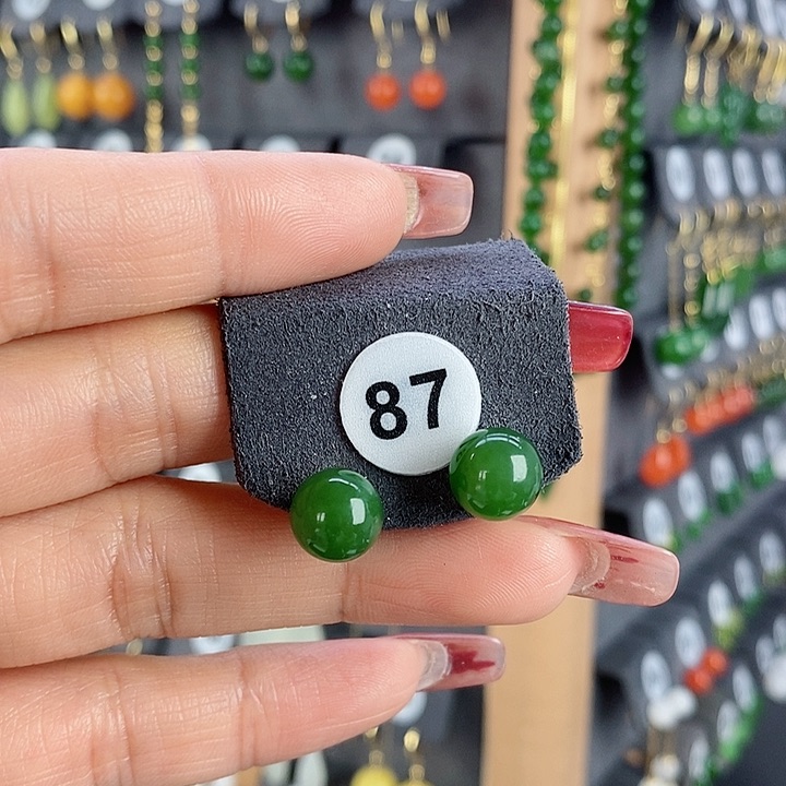 和田玉耳饰18K金镶嵌