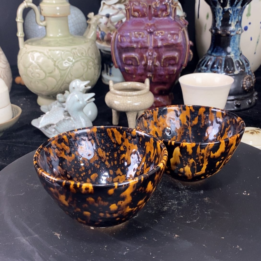 摆件吉州窑玳瑁釉瓷器