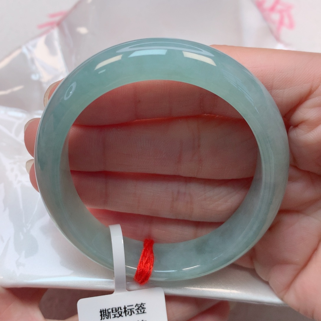 翡翠手镯未镶嵌58贵妃 蓝绿底 无纹裂推荐