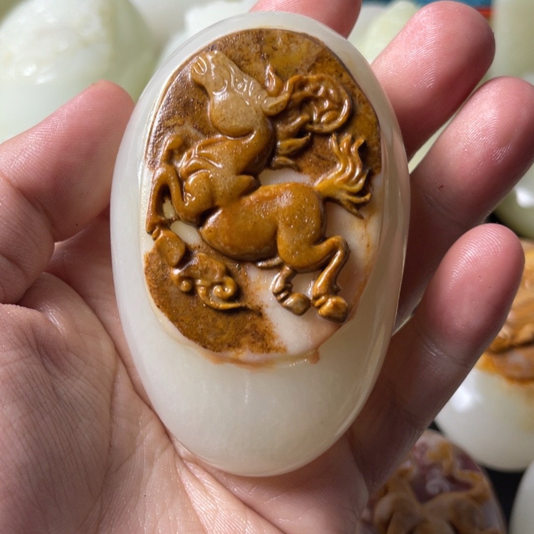 老****石材天然方解石手把件不退换