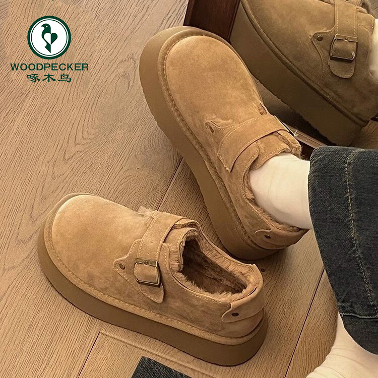 啄木鸟复古勃肯鞋女2026秋冬新款一脚蹬乐福鞋厚底增高单鞋豆豆鞋