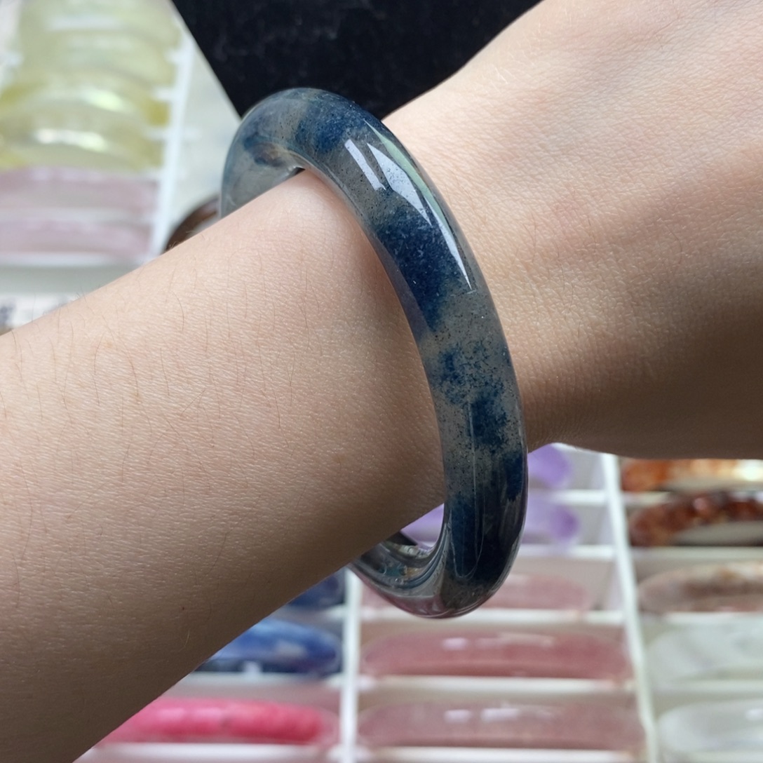 水晶未镶嵌手镯蓝草莓K2圆条56➕