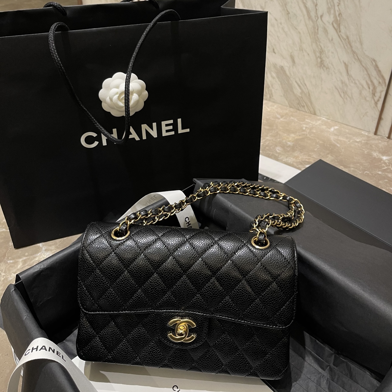 99新 Chanel/香奈儿 Chanel黑金荔枝小号CF 25090097-01