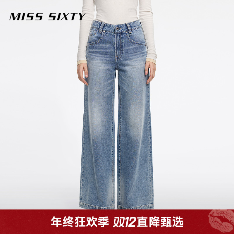 【进口牛仔面料】Miss Sixty2025秋季新款牛仔裤微喇叭裤复古百搭