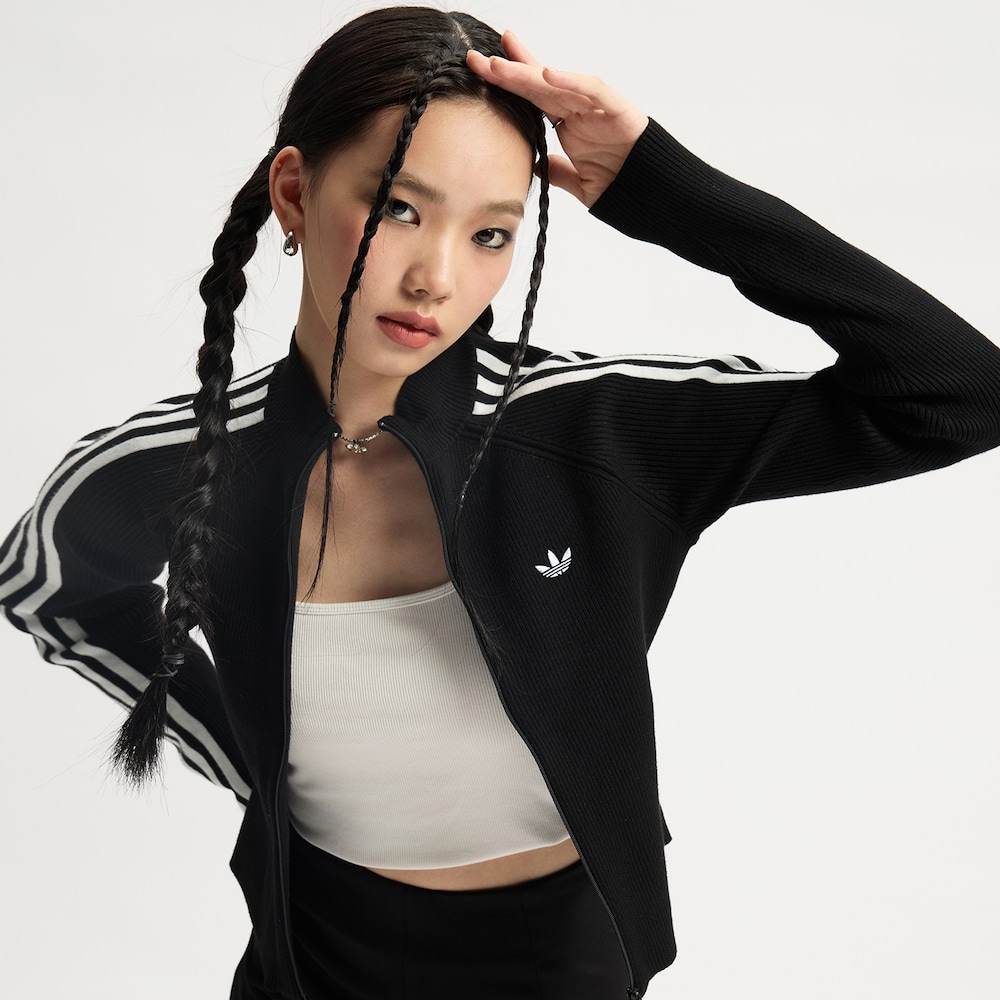 ADIDAS三叶草ADICOLOR SLIM KNIT运动修身针织夹克外套JY2597