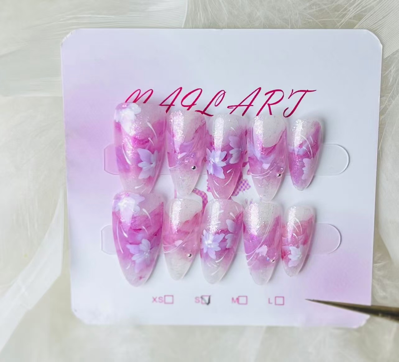 {蓦然回首}纯手工穿戴甲  双层手绘  气质显白