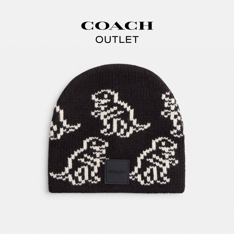 COACH/蔻驰奥莱 恐龙印花针织比尼帽