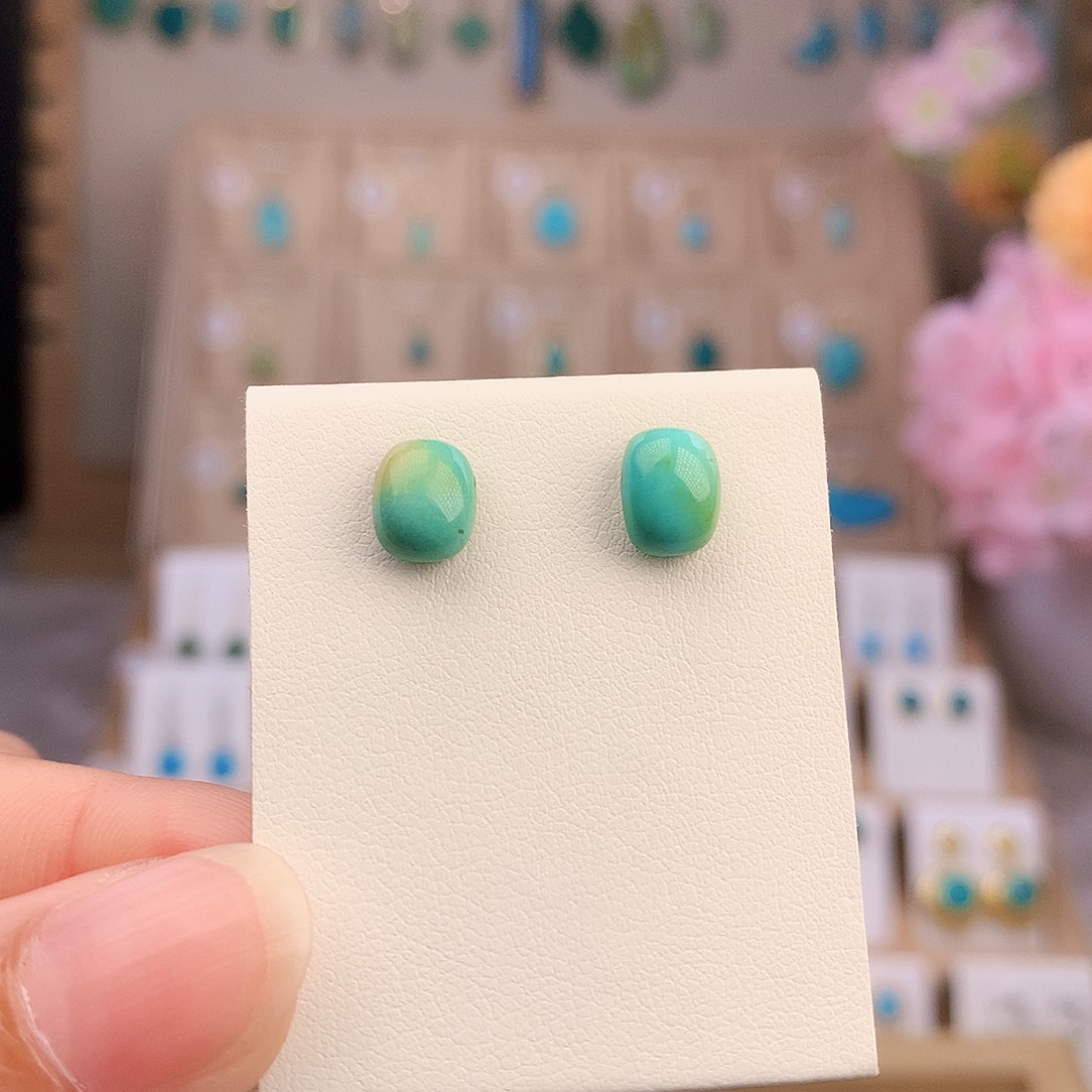 银S925镶嵌绿松石耳饰