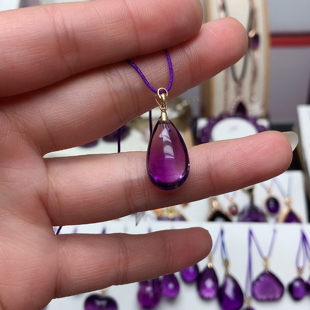 紫晶吊坠(赠链)18K金镶嵌