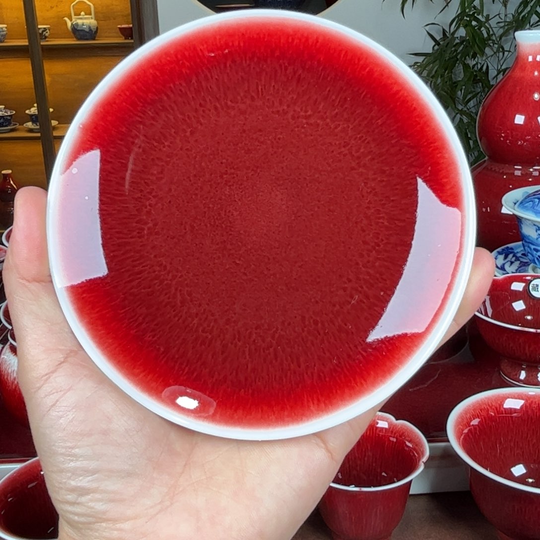 杯景德镇原矿朗红杯杯垫