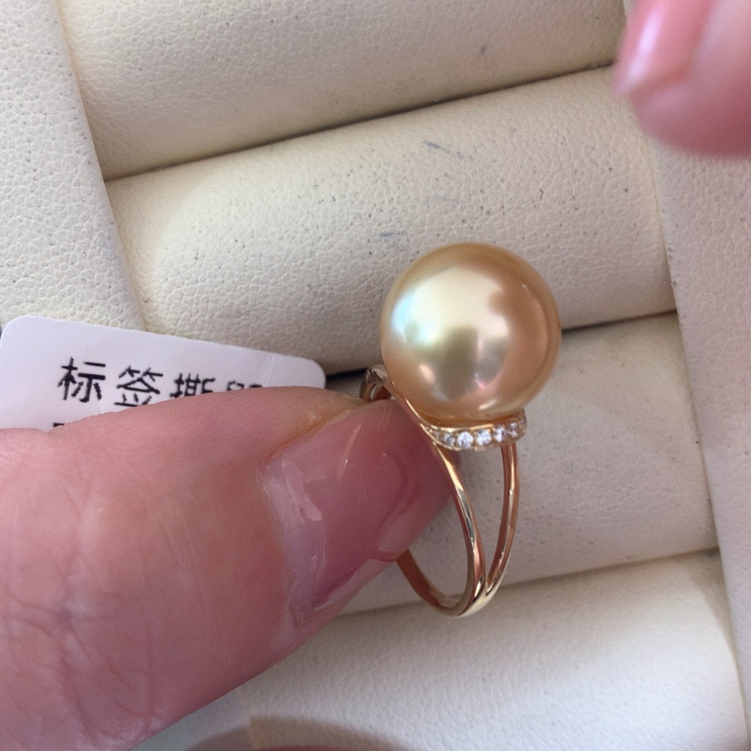 海水珍珠戒指18K金镶嵌