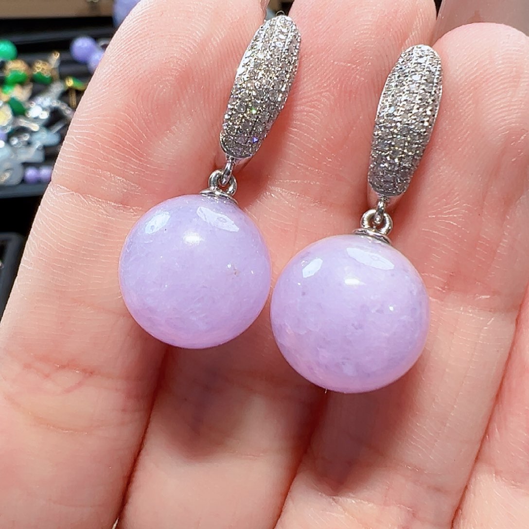 翡翠18K金镶嵌耳饰签收后24小时鉴赏期