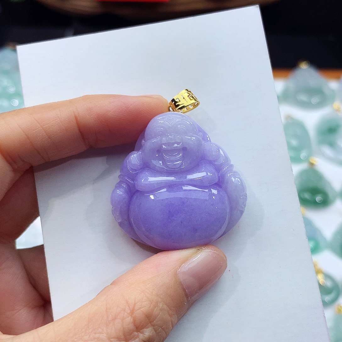 翡翠18K金镶嵌颈饰翡翠吊坠