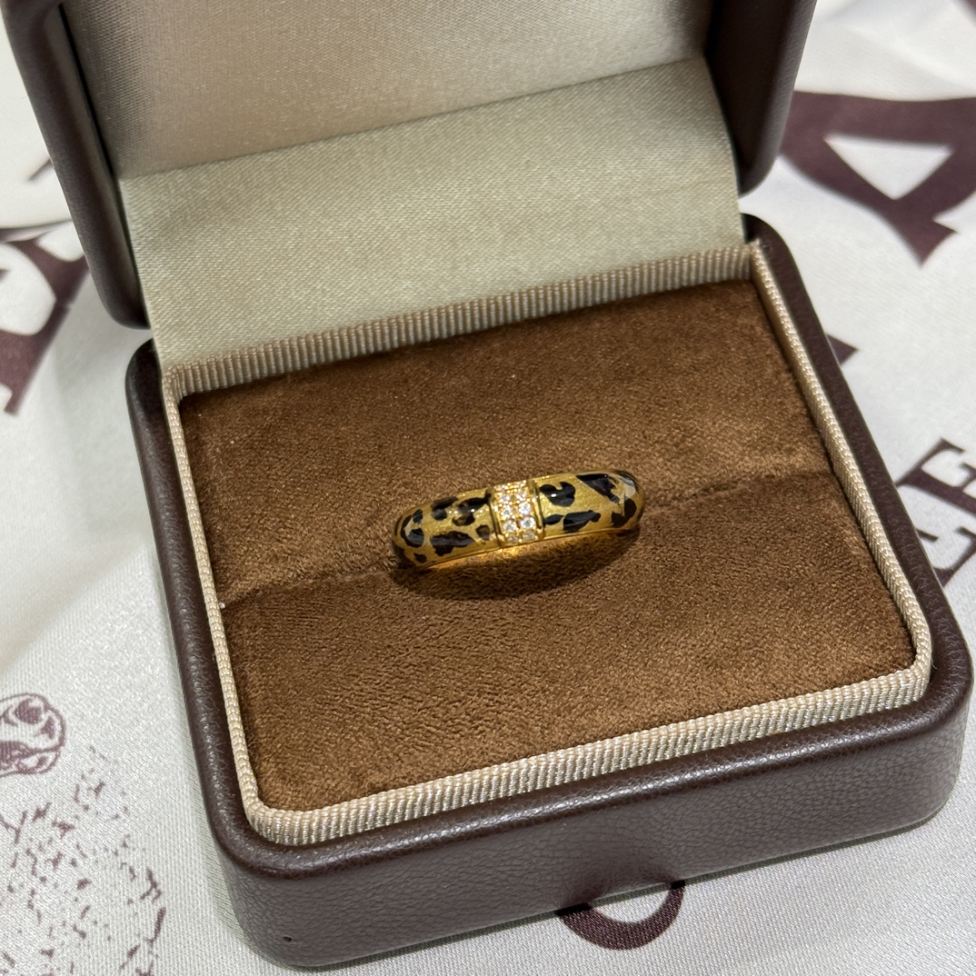 足金999点钻豹纹戒指戒指送女生新年礼物