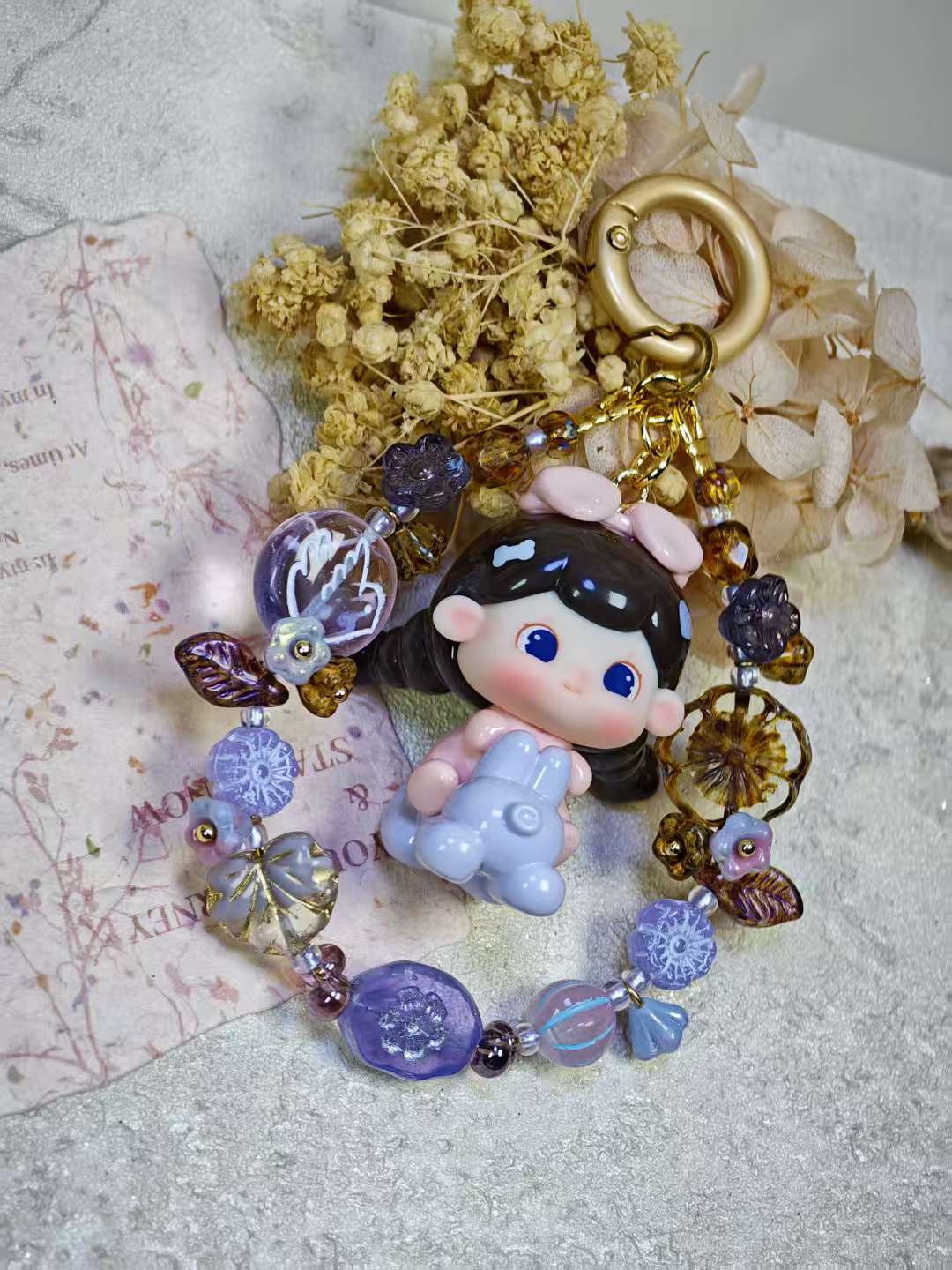 萌粒串珠手机链多功能挂链包包挂饰可爱挂绳挂件少女心防丢挂链