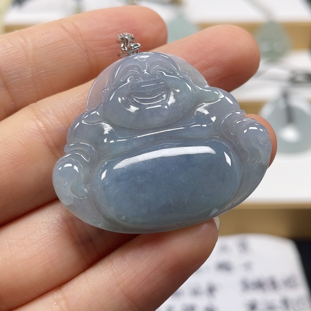 翡翠未镶嵌颈饰天然翡翠佛公吊坠一件57号