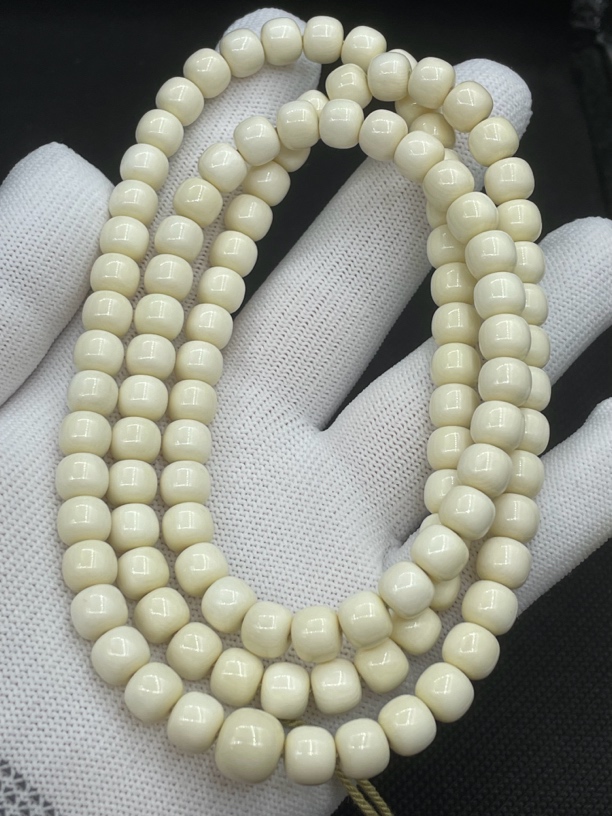 猛犸牙冰料原色纯肉料文玩脖挂8*7/108颗