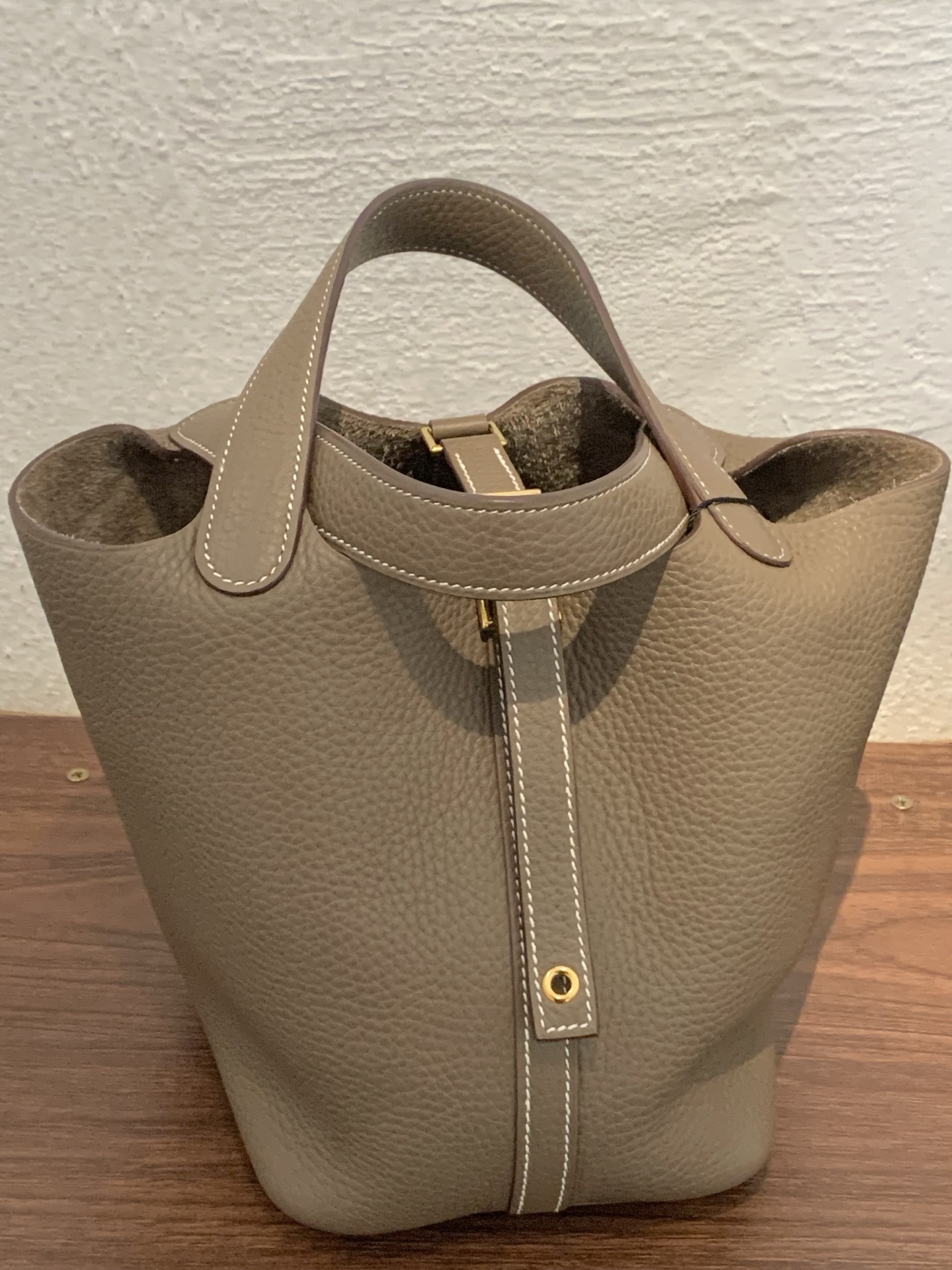 99新 Hermes/爱马仕 HIHI/大象灰金扣菜篮子18 A刻/12141298