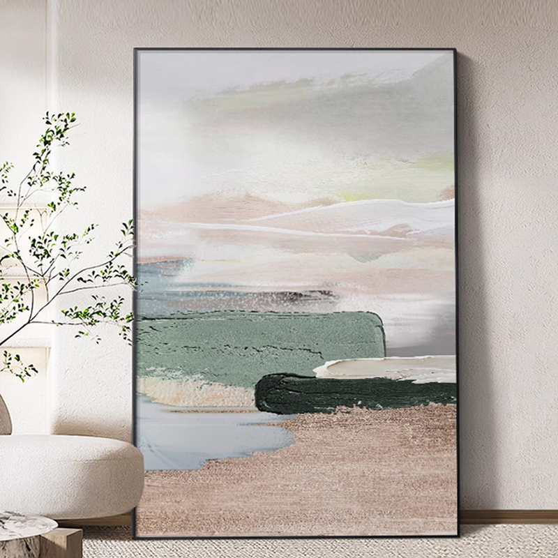 大芬村黑绿抽象厚肌理手绘油画客厅沙发背景挂画落地画玄关装饰画