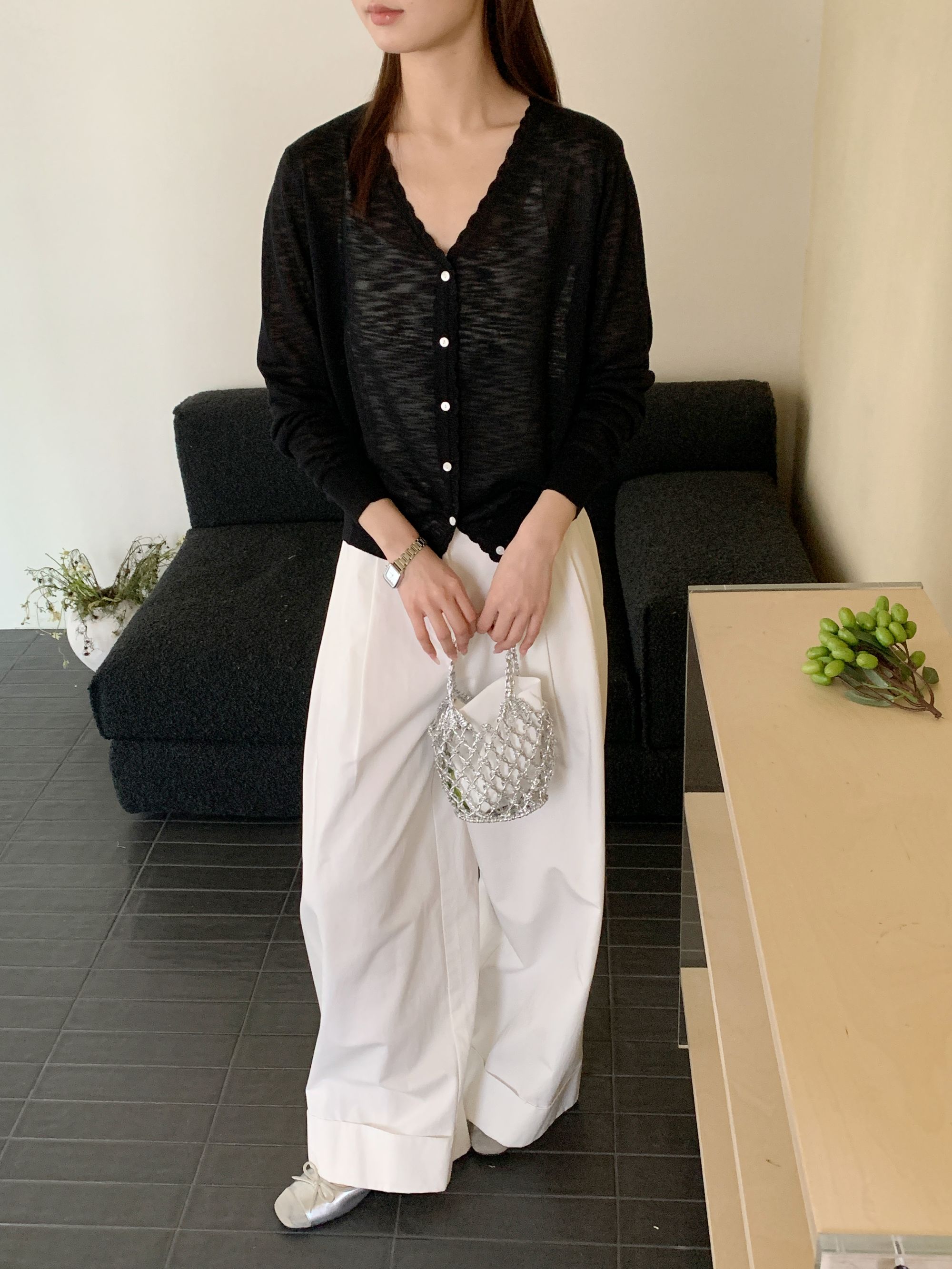 【潘潘.688872】2025年夏季新款竹节麻V领纯色长袖针织开衫5.13福利