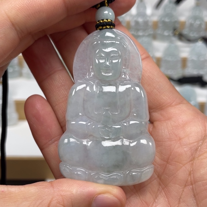 翡翠未镶嵌颈饰天然缅甸翡翠A货观音80号