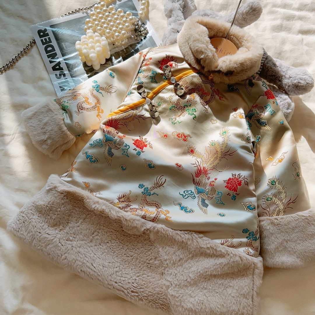 HHkids女童新年战袍拜年服连衣裙盘扣中国风唐装旗袍裙子HQZ451