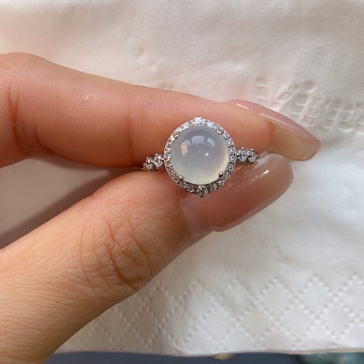 臭***祖翡翠银S925镶嵌戒指蛋面