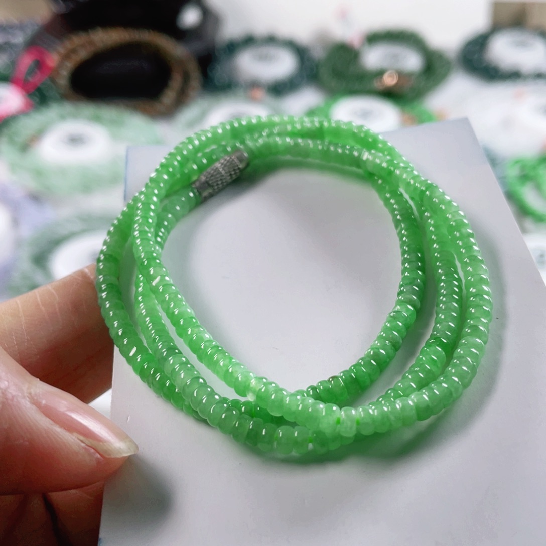 翡翠戒指未镶嵌天然翡翠项链3.5mm